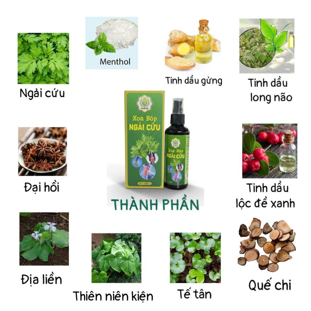 [Combo mua 5 tặng 1] Xoa bóp ngải cứu - dầu xoa bóp giảm đau nhức xương khớp tê bì tay chân