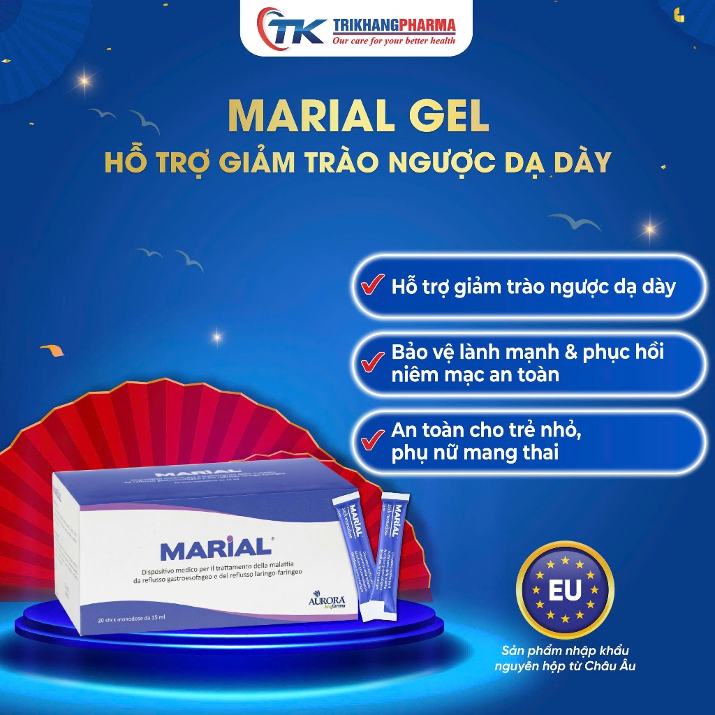 Marial Gel Giảm Trào Ngược Dạ Dày Bảo Vệ Phục Hồi Niêm Mạc Dạ Dày Thực Quản Giảm Ợ 20 Gói x 15ml