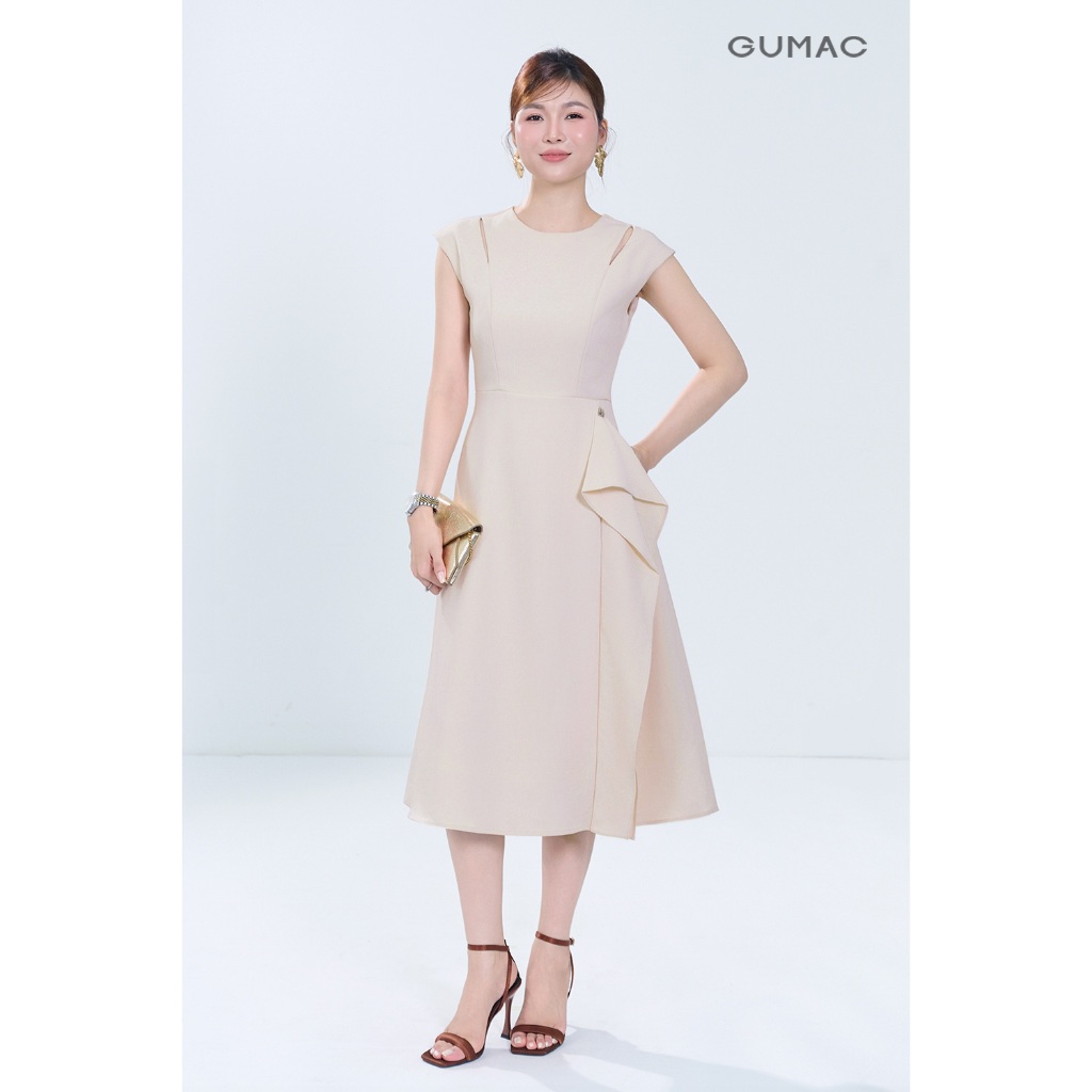 Đầm Nữ Dáng A Xòe Nhẹ GUMAC Phối Tùng Cách Điệu Sang Trọng Thanh Lịch DF06049