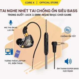 Tai Nghe Dây Nhét Tai Chống Ồn X6 Âm Thanh Siêu Bass Nghe Nhạc, Xem Phim, Chơi Game Cực Đã Tích Hợp Mic Lọc Âm, Jack 3.5