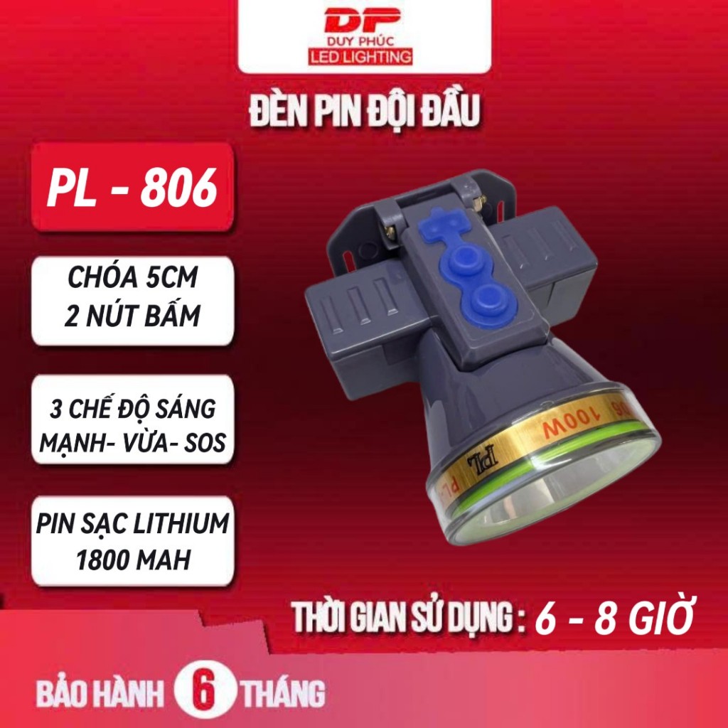 Đèn pin đội đầu PL 5200 - PL 806 - pin 16850 100w - siêu sáng, chống ...