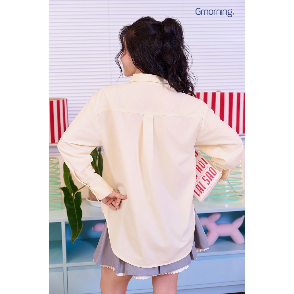 Áo sơ mi nữ Gmorning - GUMAC form rộng thoải mái phối nẹp giữa  YAF11019