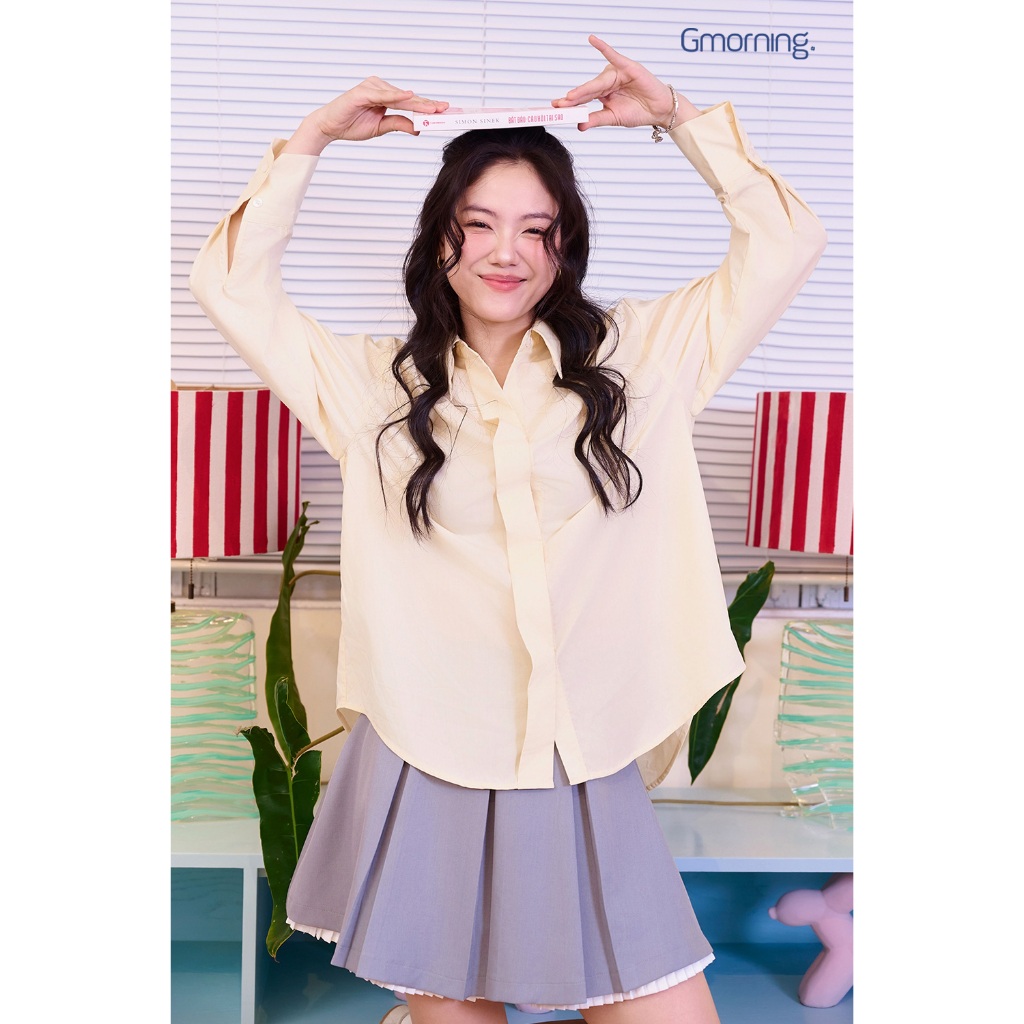 Áo sơ mi nữ Gmorning - GUMAC form rộng thoải mái phối nẹp giữa  YAF11019