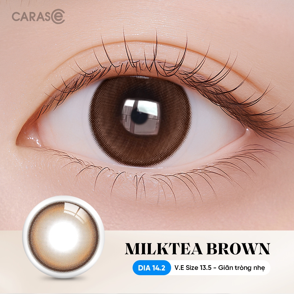 [1 chiếc] Kính áp tròng khoá ẩm 8H 1 Ngày Màu Nâu Sữa CARASE, Lens cận MILK TEA BROWN