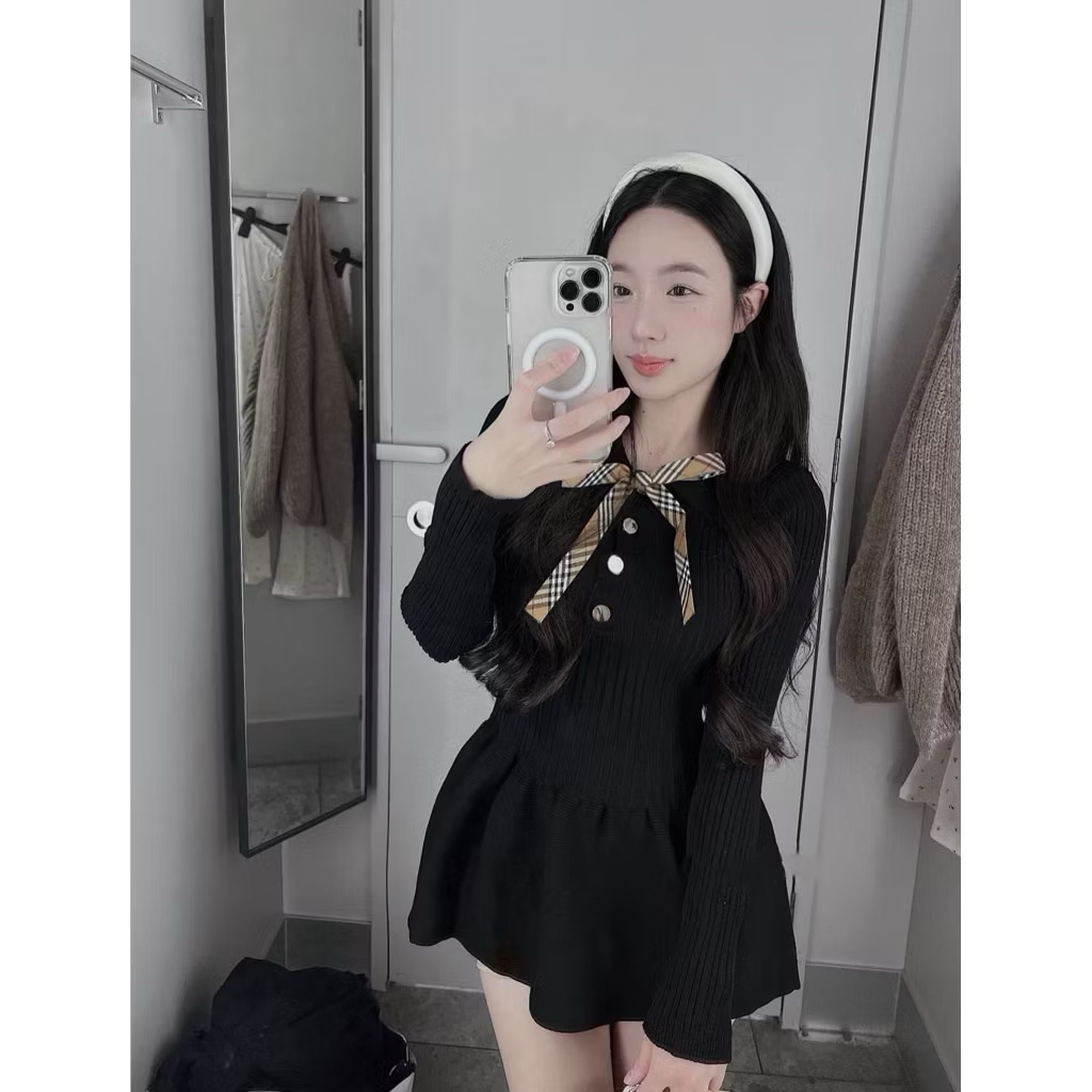 𝑺𝒔𝒖.𝑺𝒕𝒖𝒅𝒊𝒐// [CÓ SẴN] VÁY LEN CHÂN XOÈ NƠ CỔ