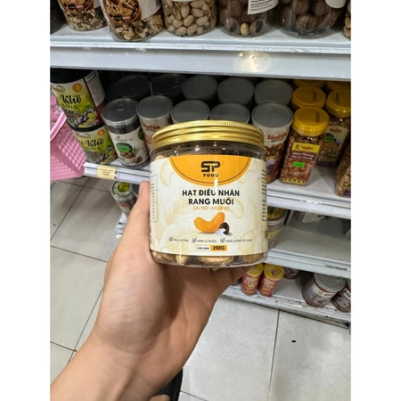 Hạt Điều STP FOOD Nhân Rang Muối Nguyên Hạt, Không Vỏ Lụa, Ăn Vặt Tự Nhiên Healthy Lon 250g