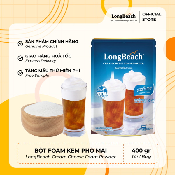 Bột Foam Kem Phô Mai (Vị Mặn Nguyên Bản) - LongBeach Cream Cheese Foam Powder 400g