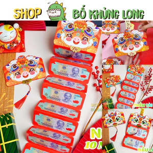 Bao Lì Xì Nhiều Ngăn Tết 2026 Thiết Kế Hình Đầu Lân, Thần Tài, Bé Ngựa, Bao Lì Xì Gấp Gọn Sang Trọng - BỐ KHỦNG LONG