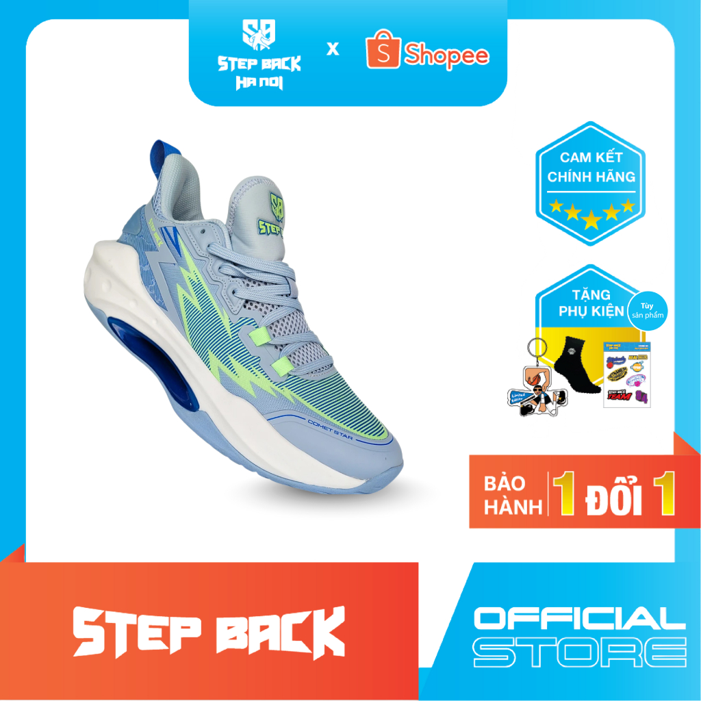 Giày bóng rổ Stepback Comet Star (Blue), Giày bóng rổ cổ mid, giày thể thao chơi indoor/outdoor