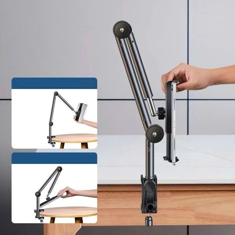 Giá đỡ điện thoại, ipad kẹp đầu giường, cạnh bàn hợp kim nhôm xoay 360 độ di động chịu lực chắc chắc, chống rung