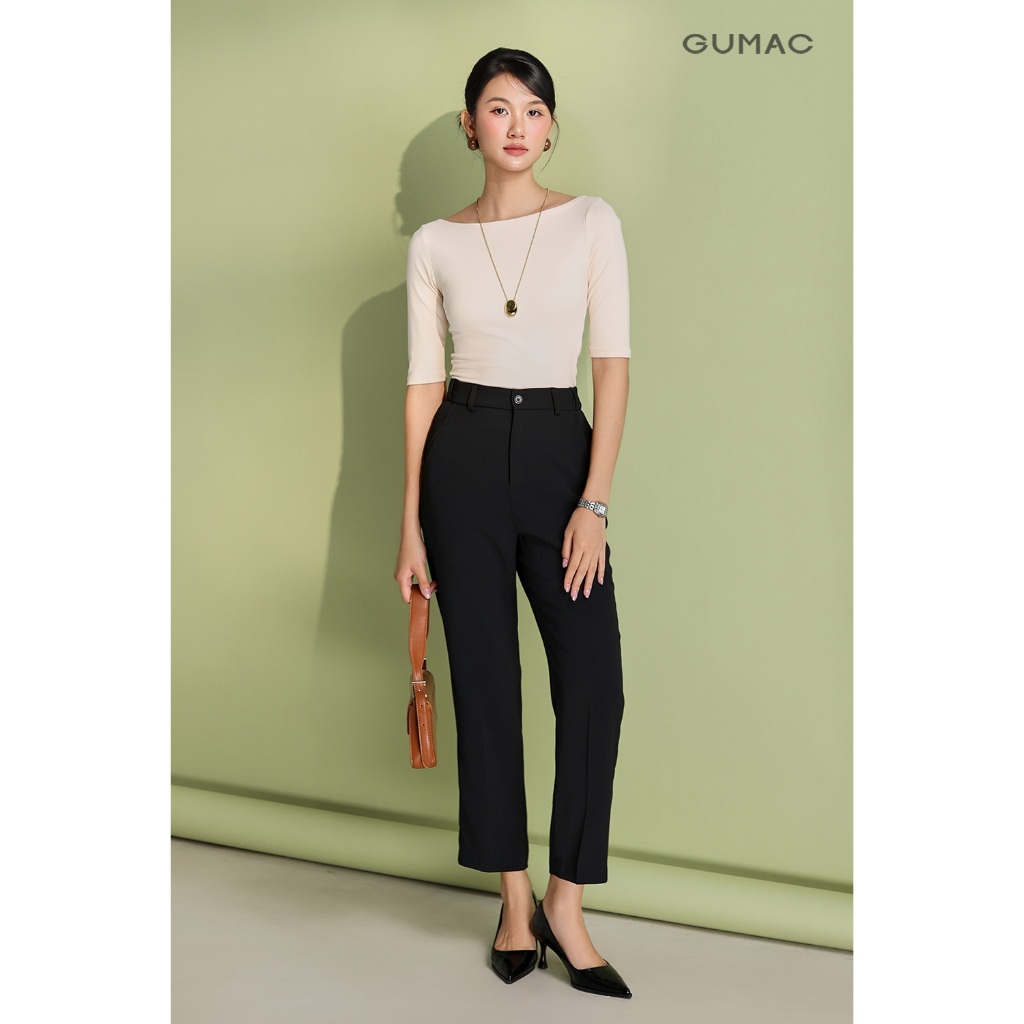 Quần Tây Nữ GUMAC Form Ống Đứng Lưng Thun Thoải Mái Thanh Lịch QF05022