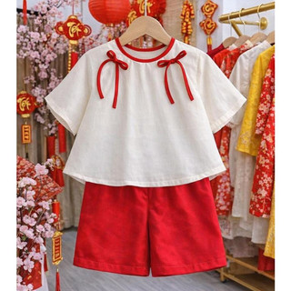 Set bộ bà ba cho bé gái chơi Trung Thu. Pháp phục chất lụa cao cấp phối nơ đi chùa, đi chơi lễ hội (7- 43kg) BB3-BIATON