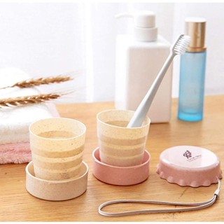 Cốc Gấp Gọn Du Lịch 130Ml – Ly Xếp Gọn Mini Nhựa Lúa Mạch Cao Cấp Có Nắp, Tiện Lợi Mang Theo