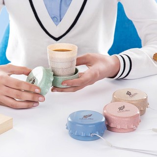 Cốc Gấp Gọn Du Lịch 130Ml – Ly Xếp Gọn Mini Nhựa Lúa Mạch Cao Cấp Có Nắp, Tiện Lợi Mang Theo
