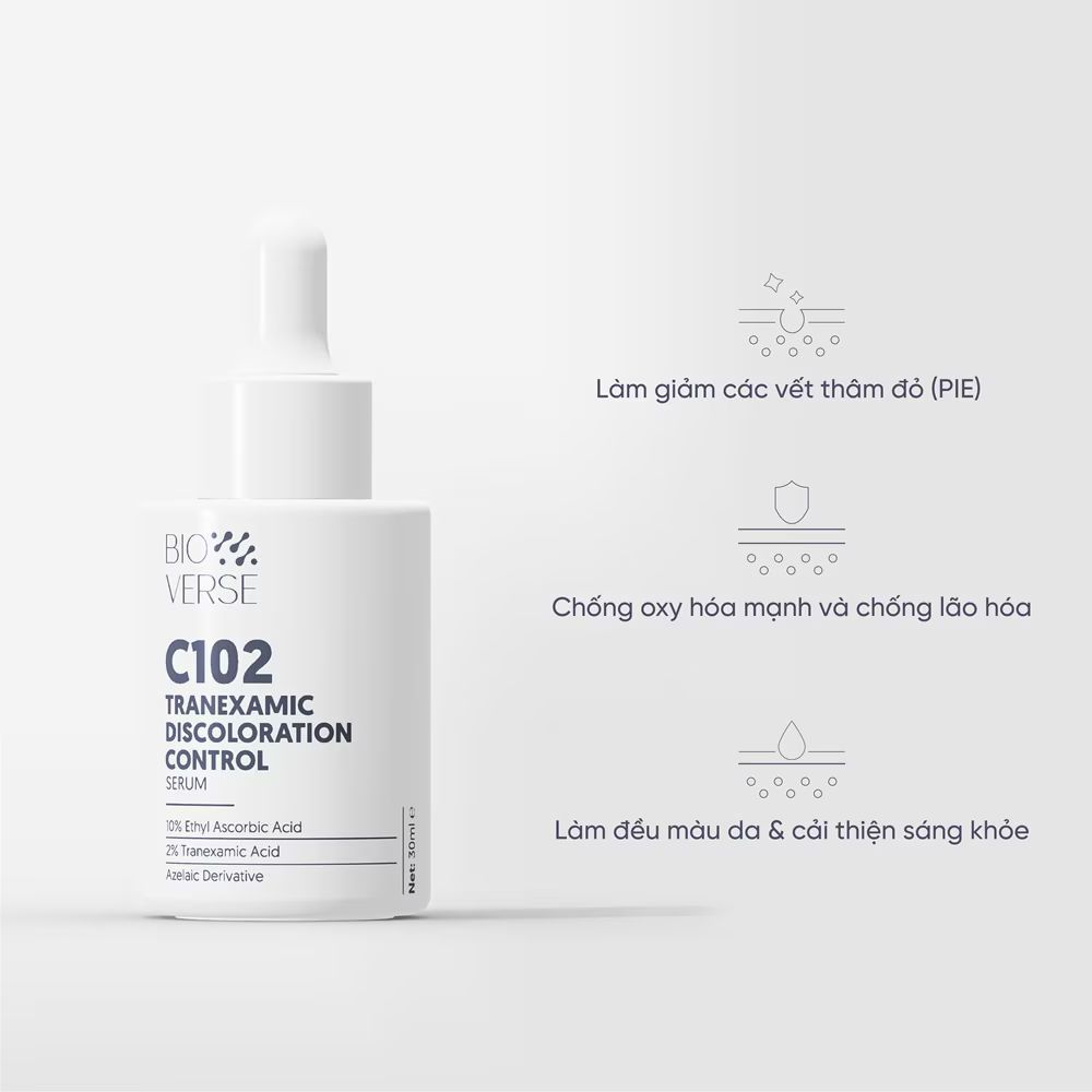 Tinh Chất Bioverse C102 Tranexamic Discoloration Control giúp sáng khỏe da, mờ thâm, hạn chế lão hóa. | BigBuy360 - bigbuy360.vn
