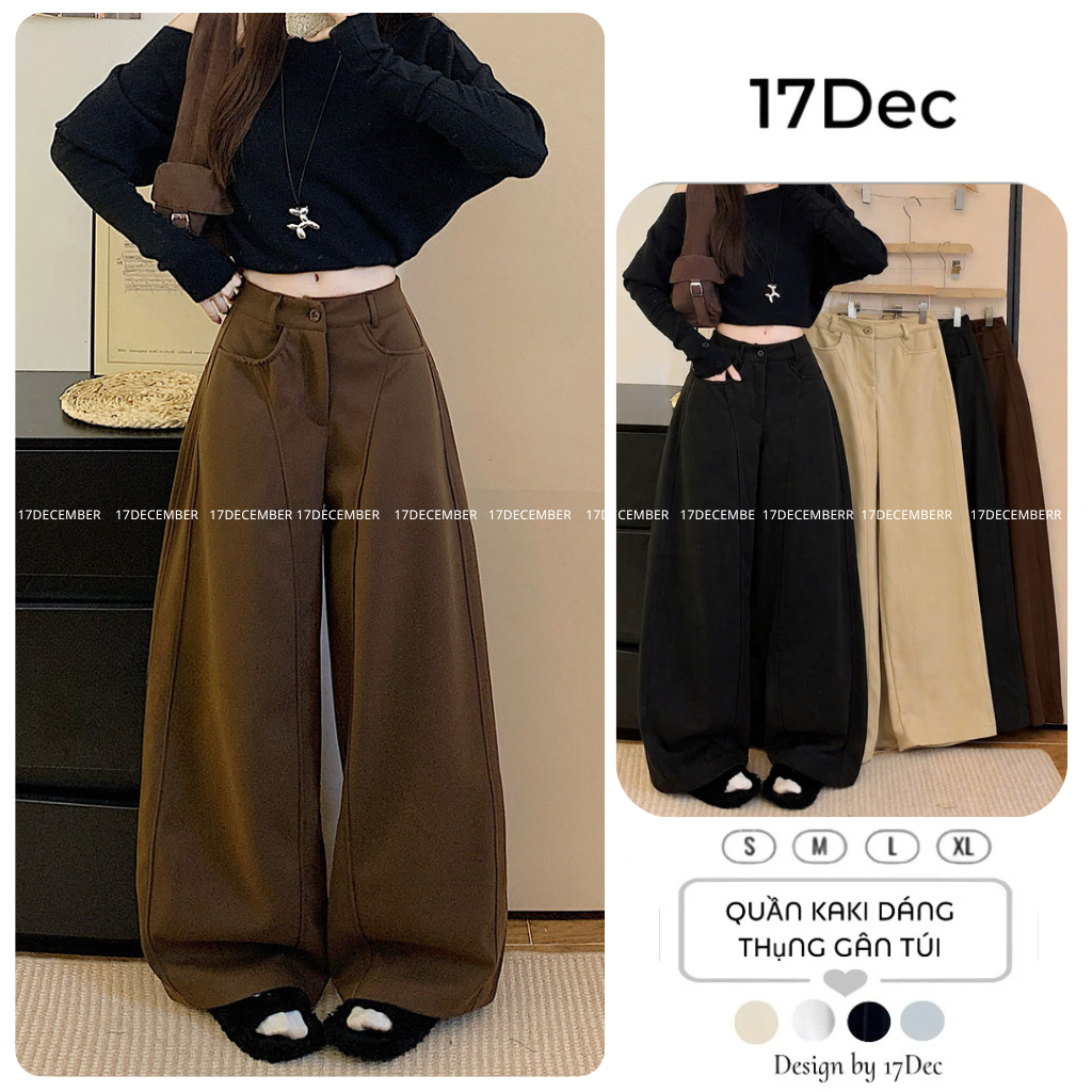 Quần Kaki Form Thụng Cạp Chun Sau Gân Giữa – Style Hàn 17DEC-906