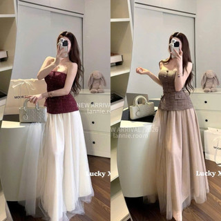 [ẢNH THẬT] SET ÁO DẠ CÚP NGỰC KÈM CVAY LƯỚI DÀI SADCNK