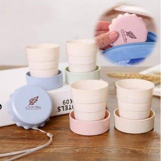 Cốc Gấp Gọn Du Lịch 130Ml – Ly Xếp Gọn Mini Nhựa Lúa Mạch Cao Cấp Có Nắp, Tiện Lợi Mang Theo