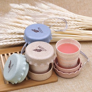 Cốc Gấp Gọn Du Lịch 130Ml – Ly Xếp Gọn Mini Nhựa Lúa Mạch Cao Cấp Có Nắp, Tiện Lợi Mang Theo