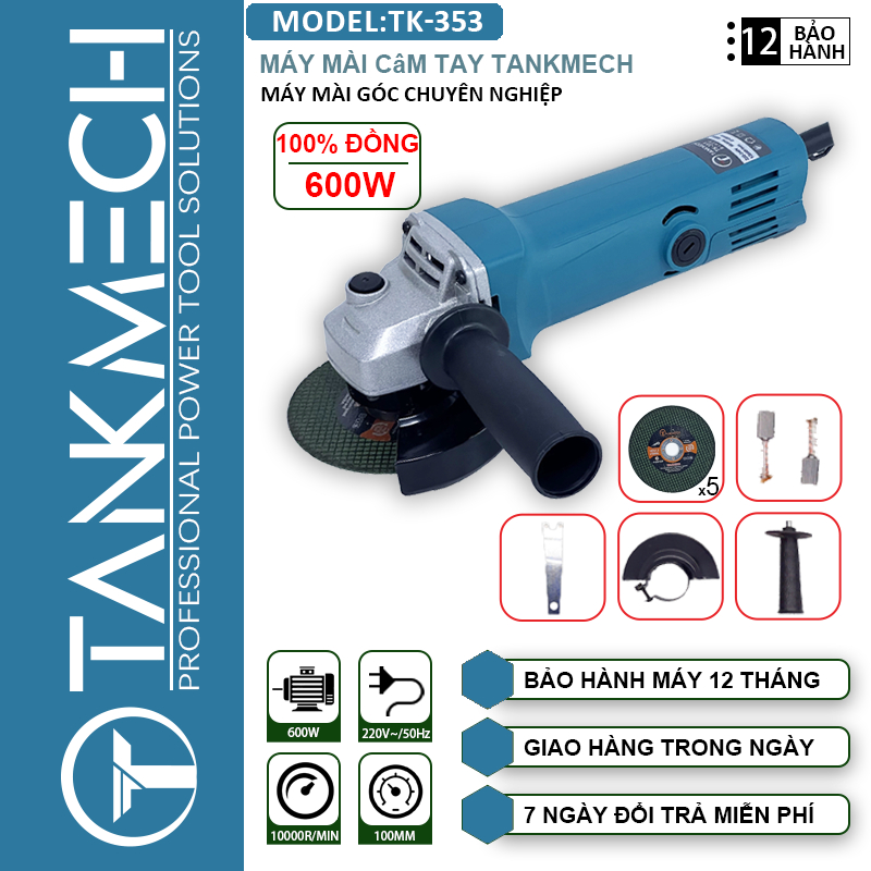 Máy mài cầm tay  TANKMECH TK-351 Dây đồng nguyên chất 100% Máy mài góc cơ bản hiệu