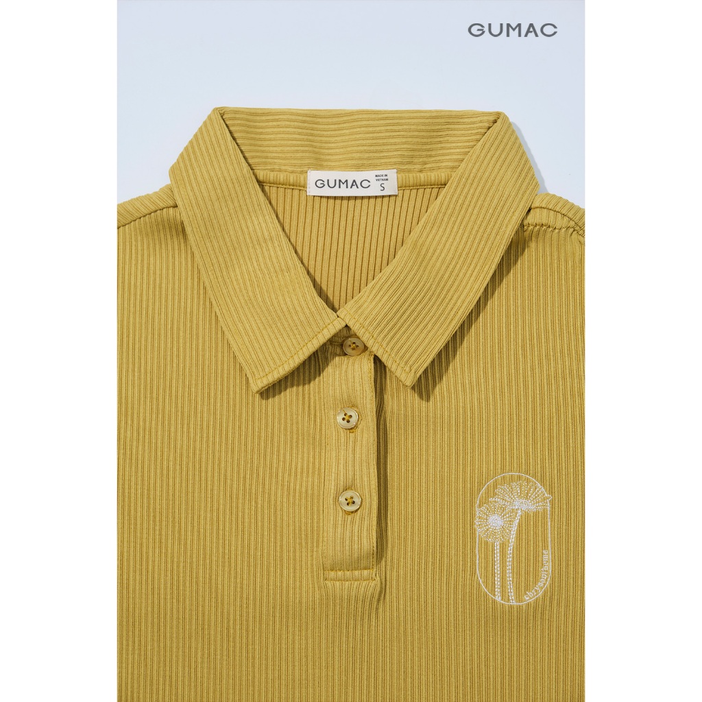 Áo Polo Nữ GUMAC Thêu Art Cơ Bản Chất Thun Gân 4C Mềm Thoải Mái PLE12013