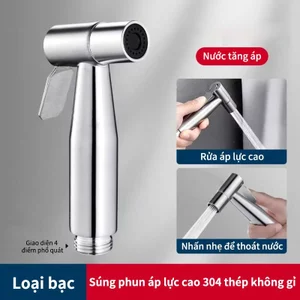Bộ vòi xịt bồn cầu chất lượng cao, bao gồm ống xịt nước bằng thép không gỉ và giá đỡ không cần đinh