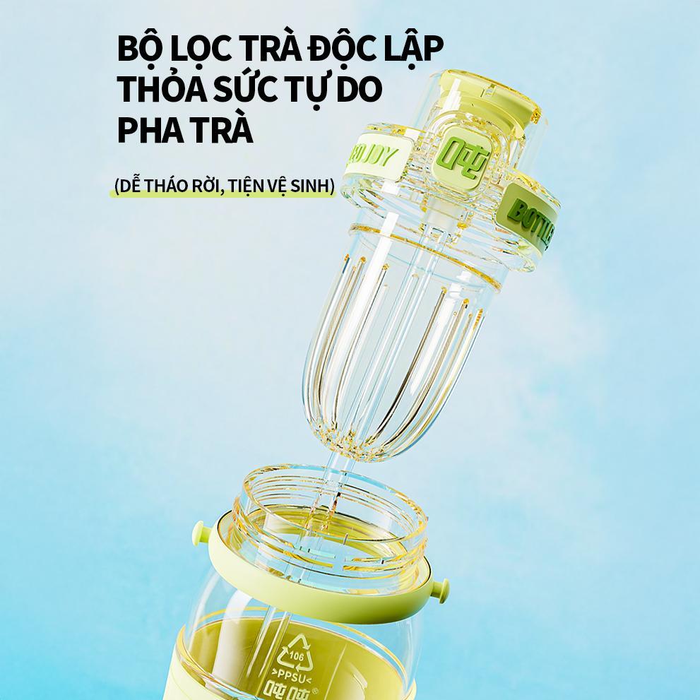 BOTTLED JOY bình nước PPSU 106 Dun Dun, không BPA, chịu nhiệt, tiện mang ba lô, dùng trên xe.