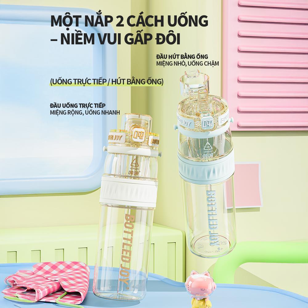 BOTTLED JOY bình nước PPSU 106 Dun Dun, không BPA, chịu nhiệt, tiện mang ba lô, dùng trên xe.