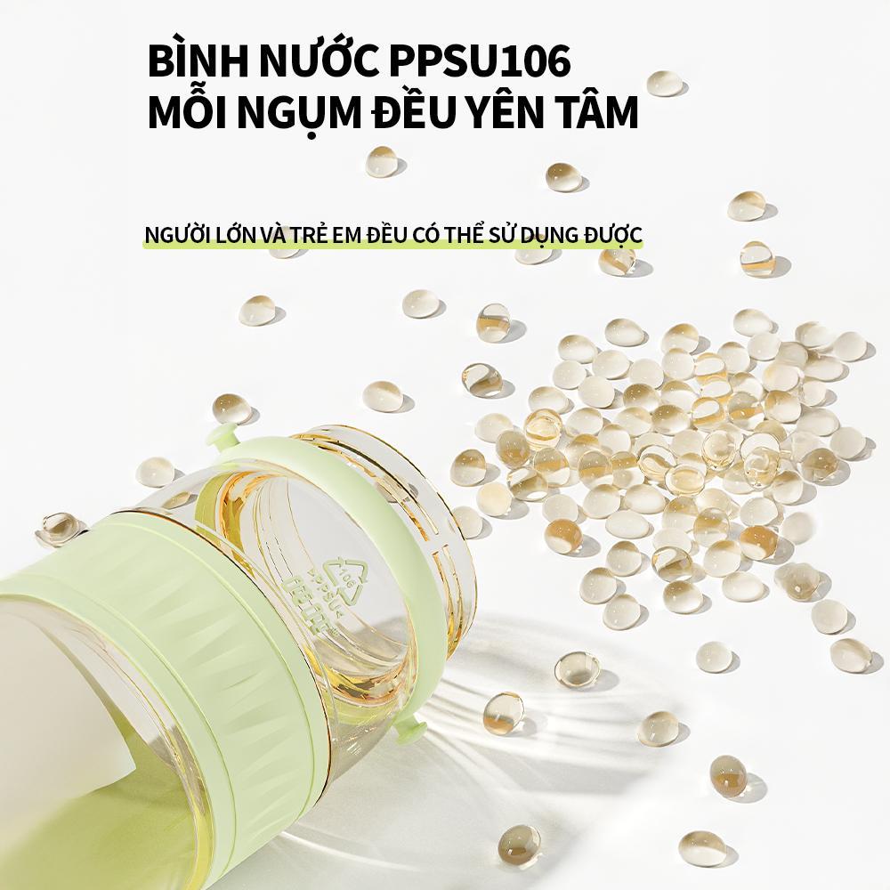 BOTTLED JOY bình nước PPSU 106 Dun Dun, không BPA, chịu nhiệt, tiện mang ba lô, dùng trên xe.