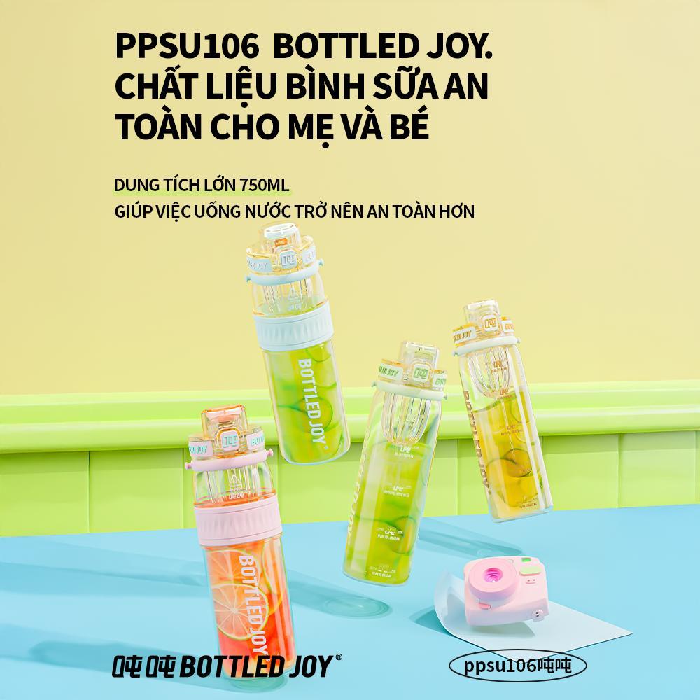 BOTTLED JOY bình nước PPSU 106 Dun Dun, không BPA, chịu nhiệt, tiện mang ba lô, dùng trên xe.