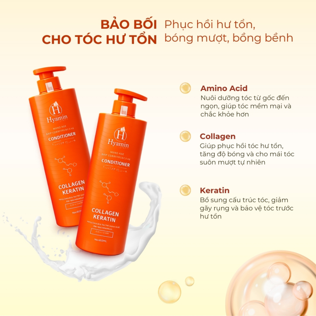 Bộ dầu gội xả Sạch Gàu Hyamin 800ml - Bảo hành khô tóc sau 10 ngày gội, Sạch Gàu Giảm Ngứa, Không khô bết tóc