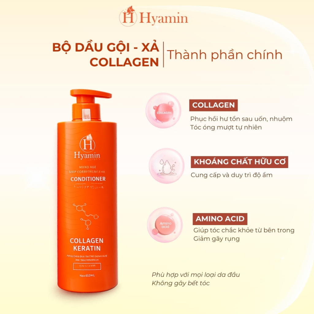 Bộ dầu gội xả Sạch Gàu Hyamin 800ml - Bảo hành khô tóc sau 10 ngày gội, Sạch Gàu Giảm Ngứa, Không khô bết tóc