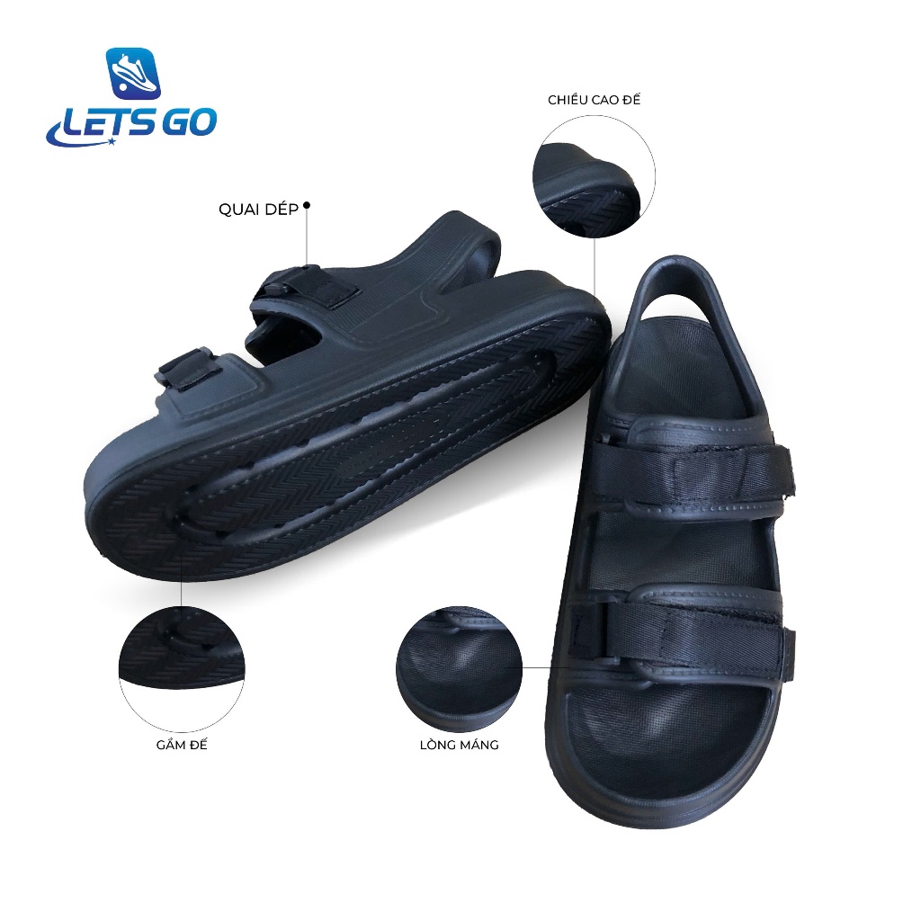 Dép sandal nữ 2 quai dán đế mềm,dép quai hậu đi học đi chơi TT - 016 - LETS GO
