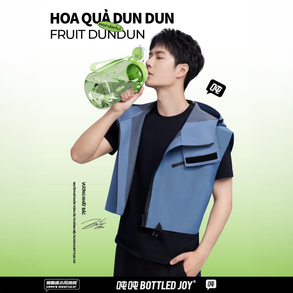 Bình nước hoa quả Dun Dun chất liệu Tritan, có ống hút, dung tích lớn, chịu nhiệt, thích hợp mùa hè, học sinh & thể thao