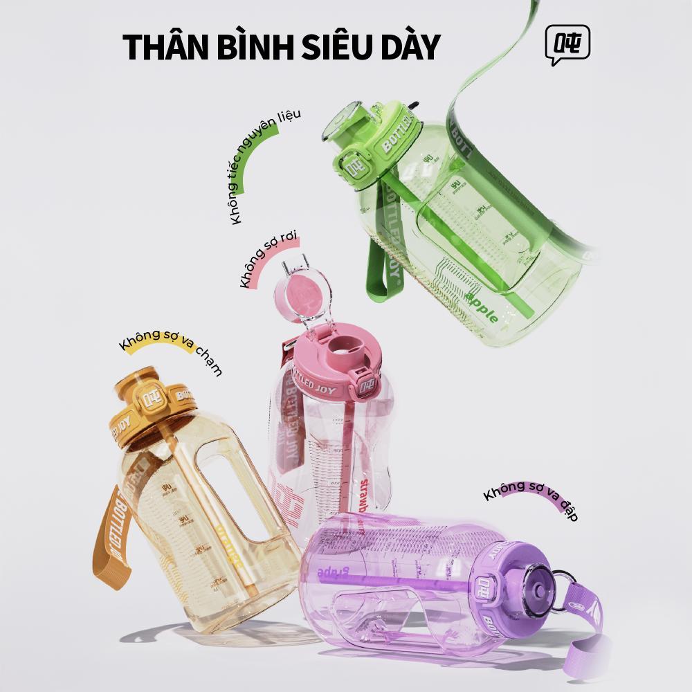 Bình nước hoa quả Dun Dun chất liệu Tritan, có ống hút, dung tích lớn, chịu nhiệt, thích hợp mùa hè, học sinh & thể thao