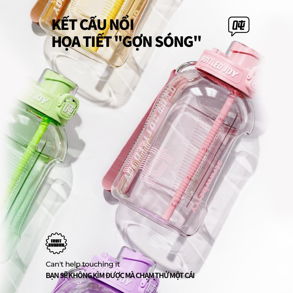 Bình nước hoa quả Dun Dun chất liệu Tritan, có ống hút, dung tích lớn, chịu nhiệt, thích hợp mùa hè, học sinh & thể thao