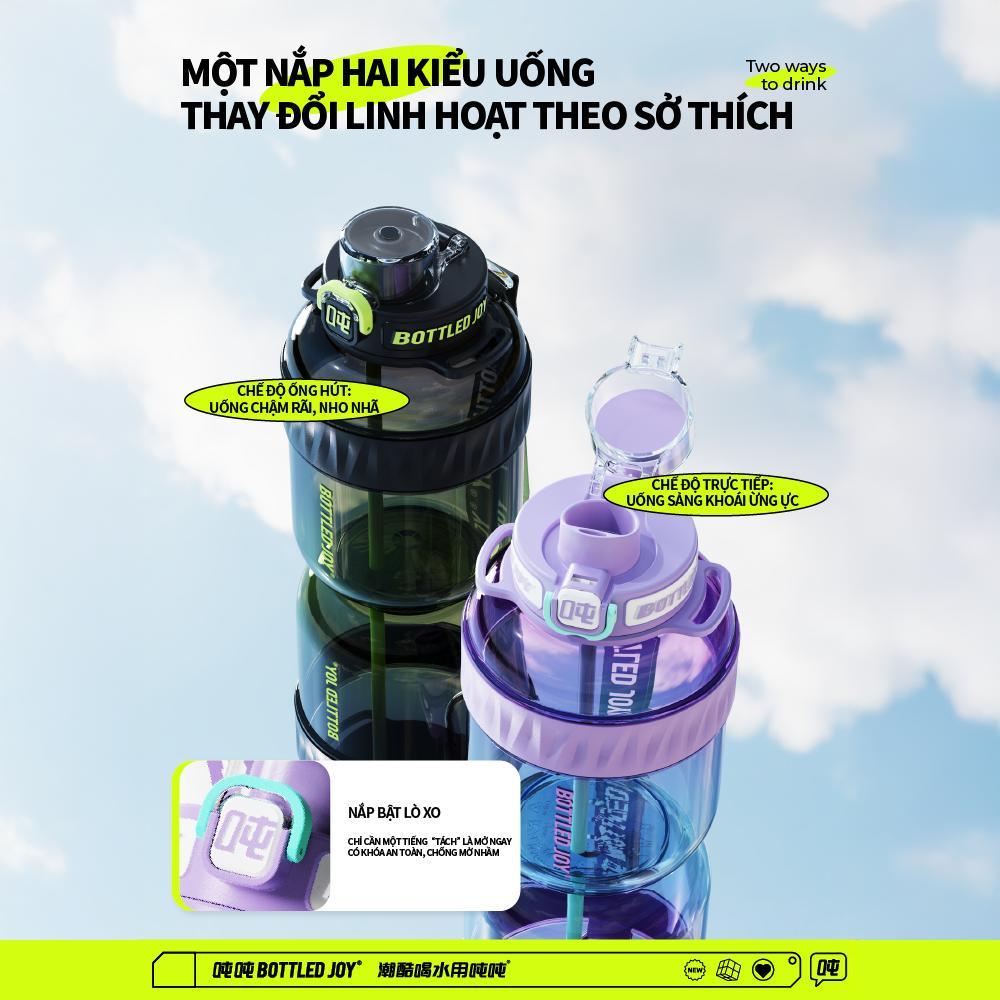 BOTTLEDJOY COOL Dun Dun phiên bản chuyển màu, bình nước thể thao dung tích lớn, chịu nhiệt cao, thiết kế cốc bụng to