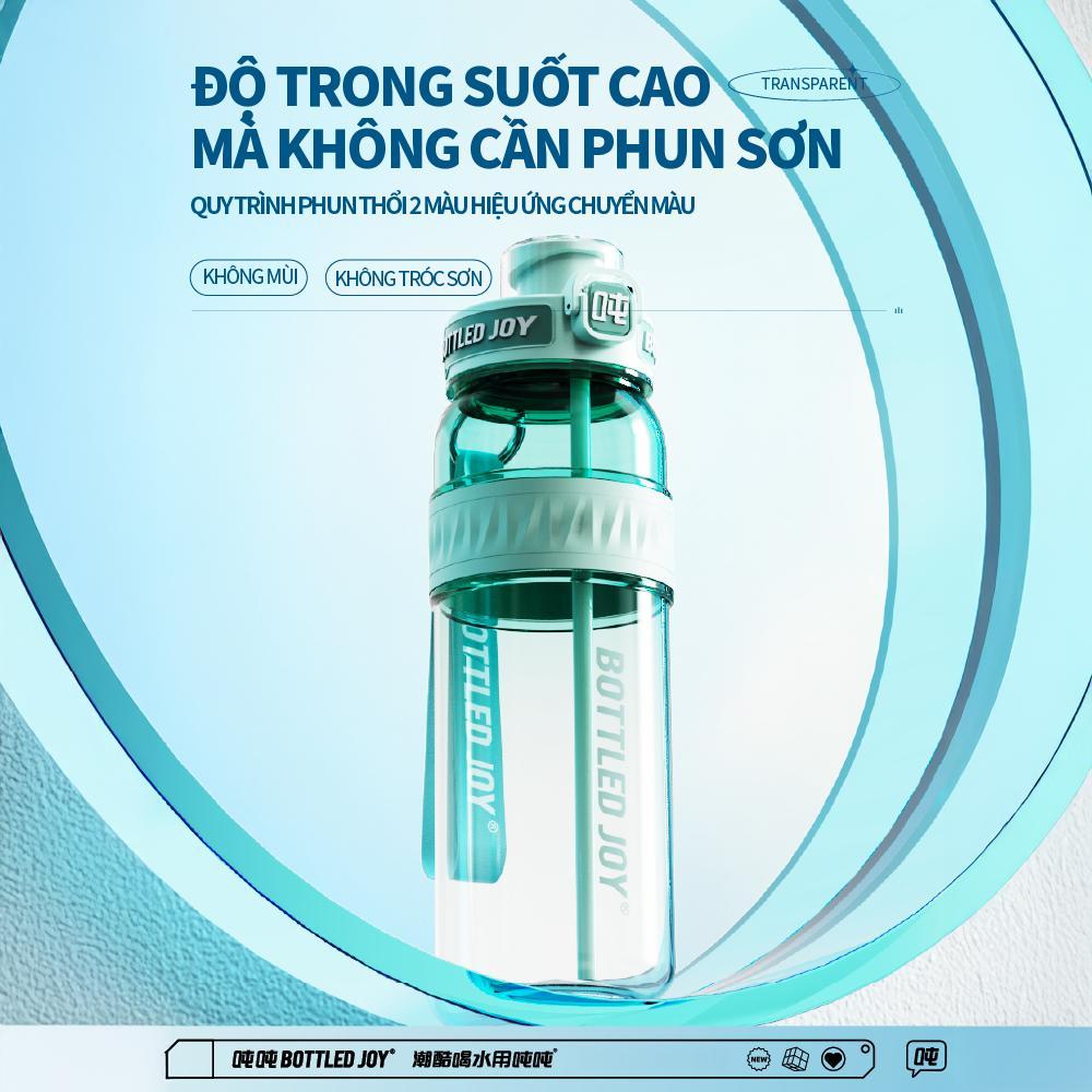 BOTTLED JOY Bình nước Dun Dun phiên bản chuyển màu, chất liệu Tritan, ống hút, dung tích lớn, do Vương Nhất Bác đại diện