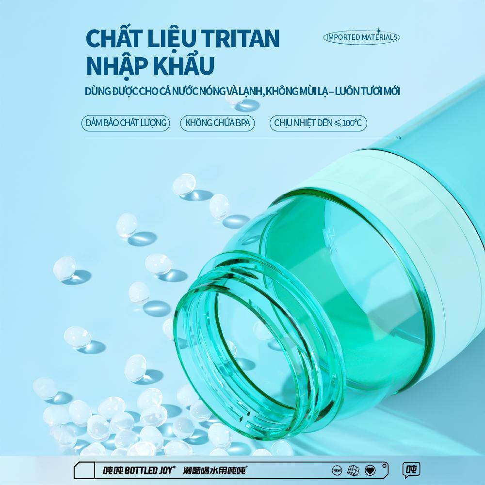BOTTLED JOY Bình nước Dun Dun phiên bản chuyển màu, chất liệu Tritan, ống hút, dung tích lớn, do Vương Nhất Bác đại diện