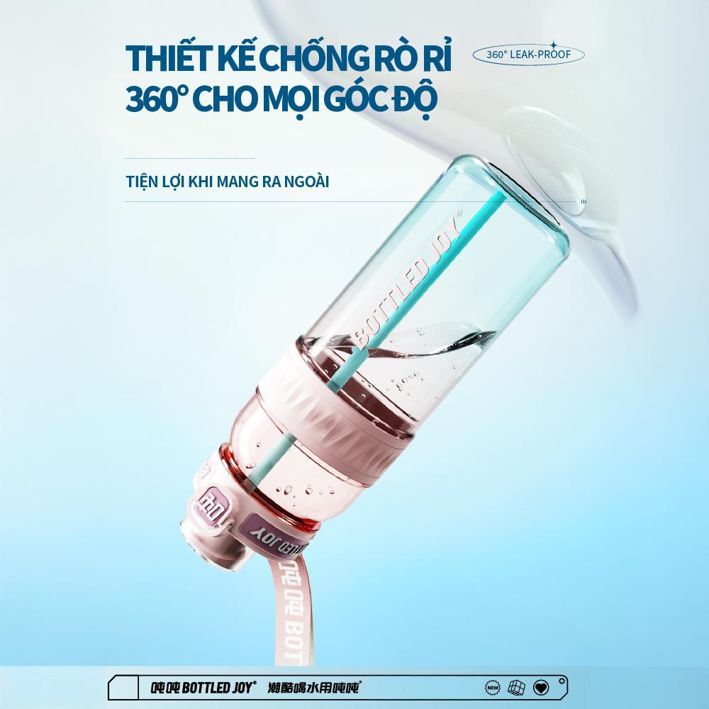 BOTTLED JOY Bình nước Dun Dun phiên bản chuyển màu, chất liệu Tritan, ống hút, dung tích lớn, do Vương Nhất Bác đại diện
