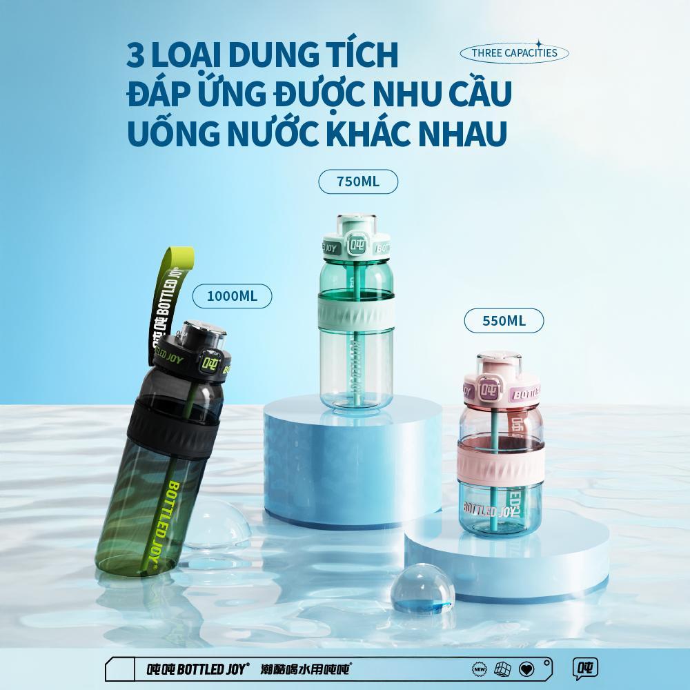 BOTTLED JOY Bình nước Dun Dun phiên bản chuyển màu, chất liệu Tritan, ống hút, dung tích lớn, do Vương Nhất Bác đại diện
