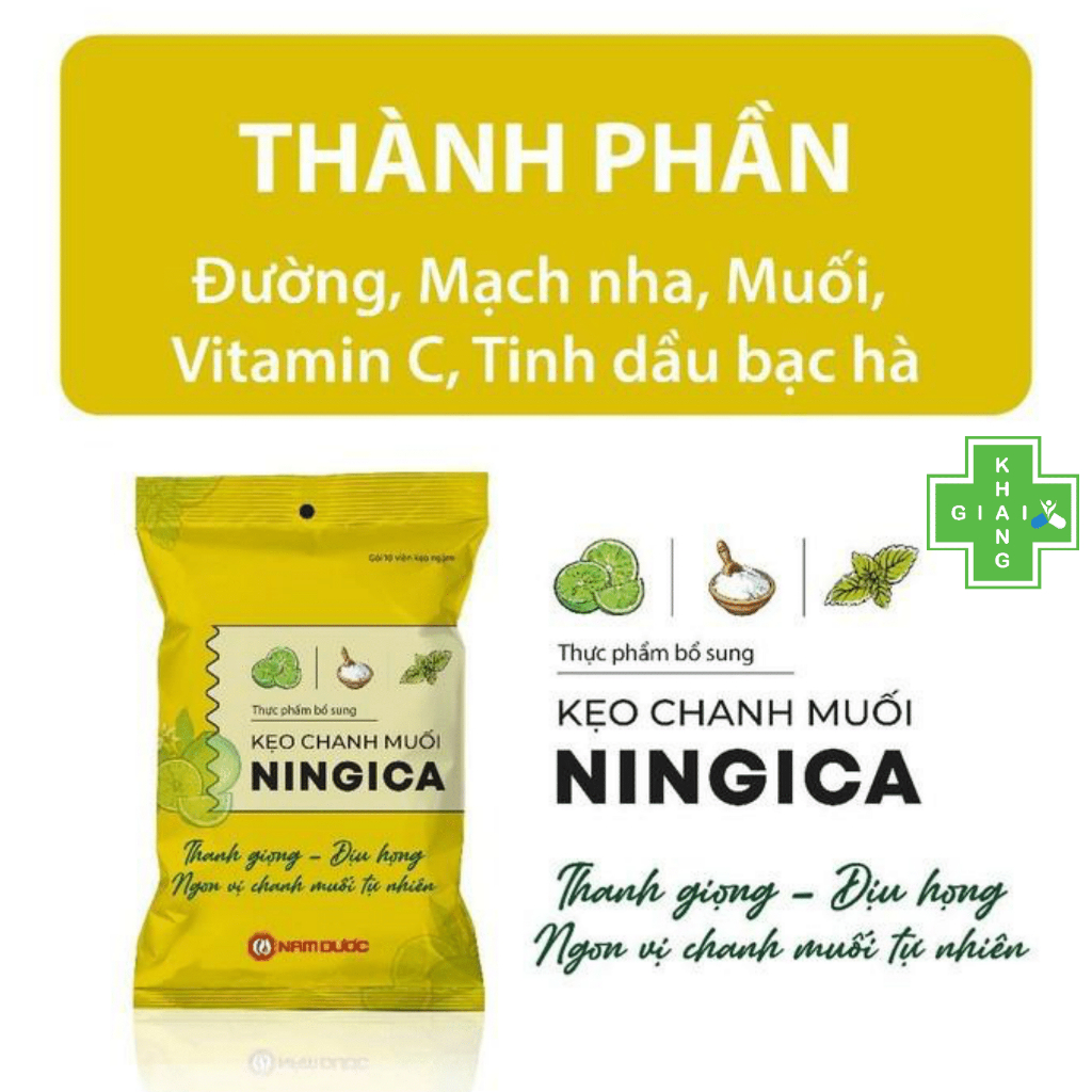 Kẹo chanh muối Ningica giúp thanh họng, giảm ho (Gói 10 viên)