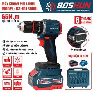 Máy Khoan Boshun BS-ID1365BL Lõi Đồng, Động Cơ Không Chổi Than, Đầu 2 Trong 1