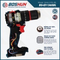 Máy Khoan Boshun BS-ID1365BL Lõi Đồng, Động Cơ Không Chổi Than, Đầu 2 Trong 1