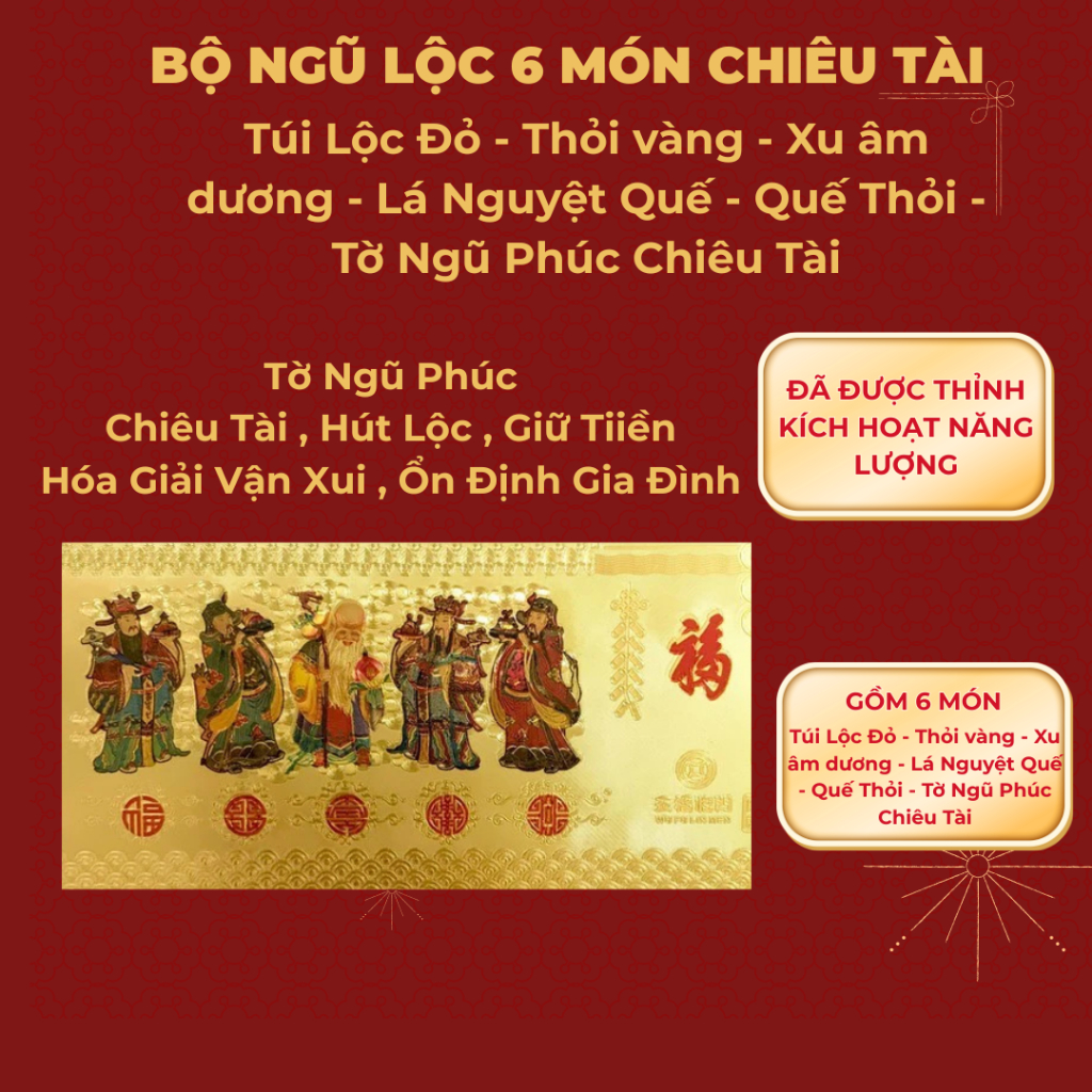 Bộ ngũ lộc, vật phẩm phong thủy ( MẸO CÔ PHƯƠNG HẰNG ) 6 món chứa trọn vẹn ý nghĩa ngũ phúc, chiêu tài, giữ lộc.