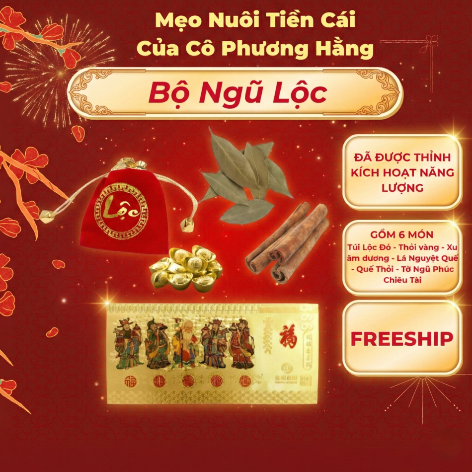 Bộ ngũ lộc, vật phẩm phong thủy ( MẸO CÔ PHƯƠNG HẰNG ) 6 món chứa trọn vẹn ý nghĩa ngũ phúc, chiêu tài, giữ lộc.