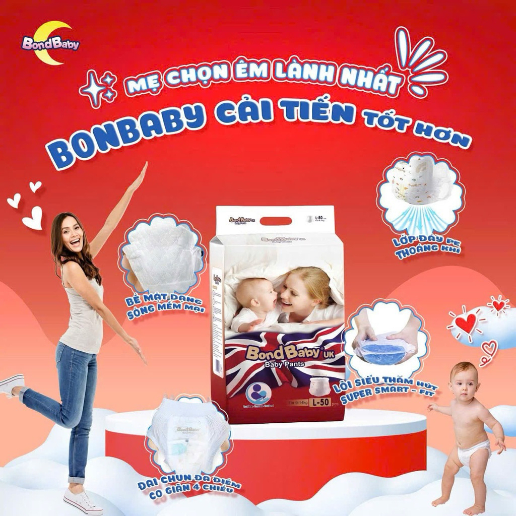 BON BABY UK- 1BỊCH  Chống hăm, Chống tràn, Không kích ứng da. Đủ size cho bé.