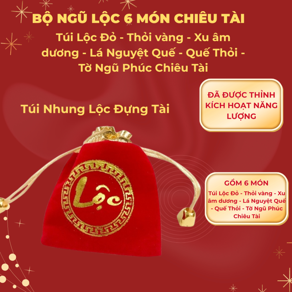 Combo 6 món phong thủy, vật phẩm chiêu tài lộc ( MẸO CÔ PHƯƠNG HẰNG ) để ví, túi xách, bàn làm việc.