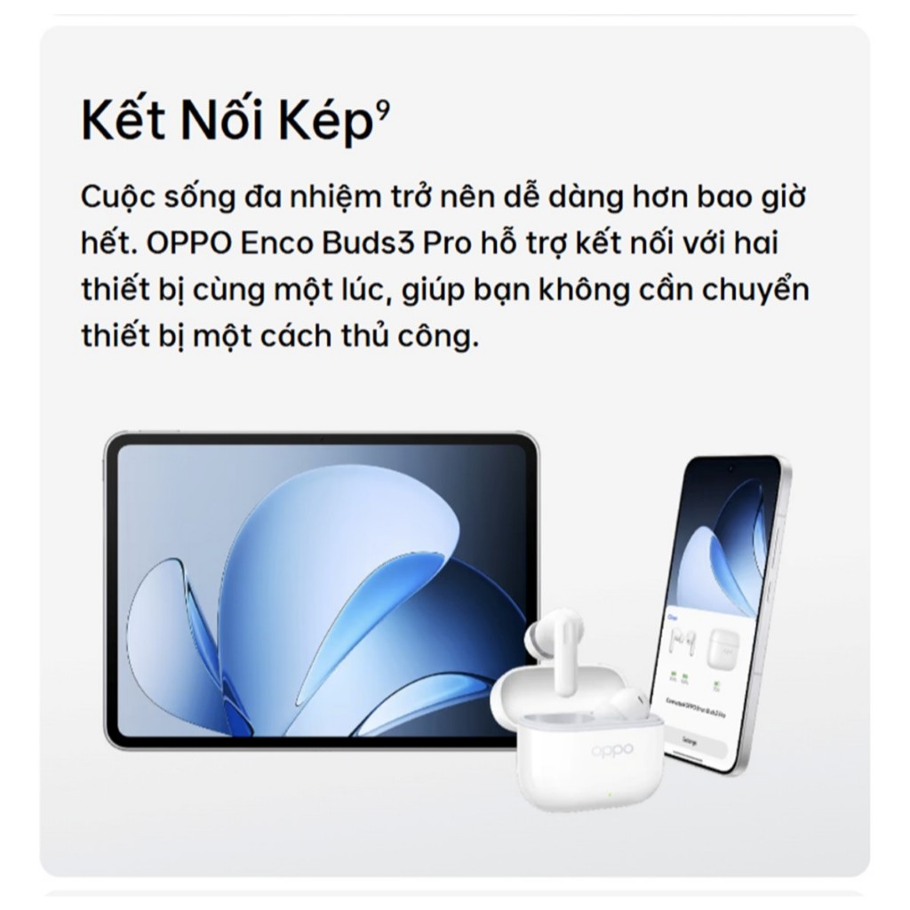 Tai nghe Bluetooth Không dây OPPO Enco Buds 3 Pro | 54 giờ sử dụng | Kháng nước - Hàng chính hãng | BigBuy360 - bigbuy360.vn