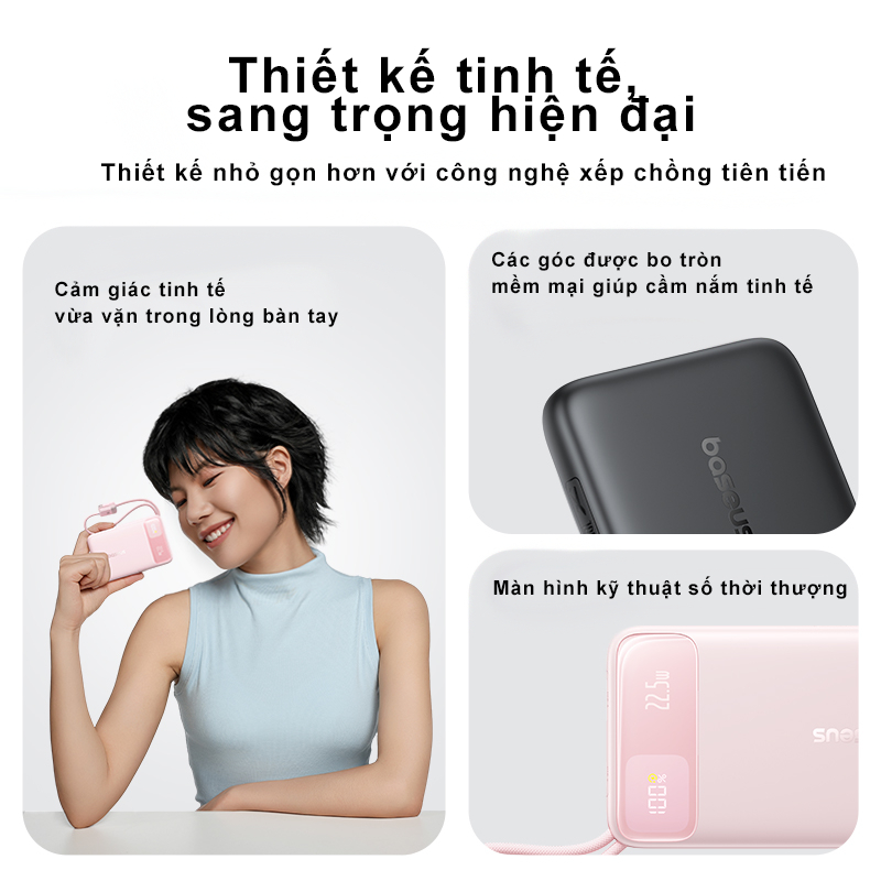 Sạc Dự Phòng Baseus FC11 10000/20000mAh 22.5W PD Tích Hợp 2 Dây Cáp 4 Cổng sạc ra khóa liên động | BigBuy360 - bigbuy360.vn